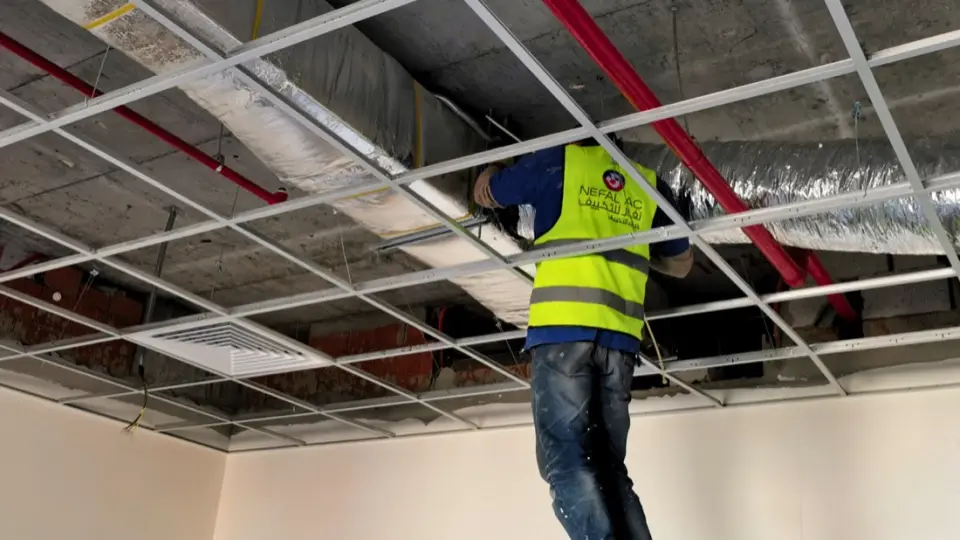 Fixing false-ceiling frames around HVAC services