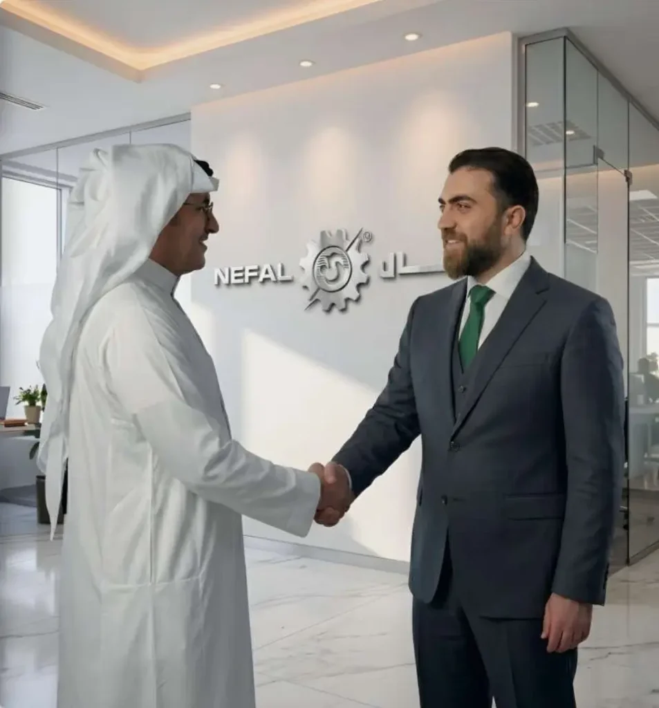 Nefal representative greeting a client at the Nefal office